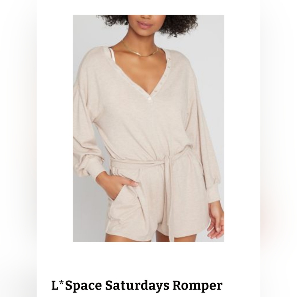 L*SPACE Saturdays Relaxed Romper In Beige Size Small - Picture 2 of 12